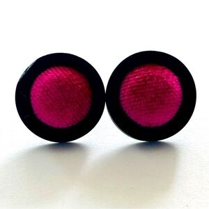 Velvet Button Wooden Chunky Earrings, Handmade, NWT